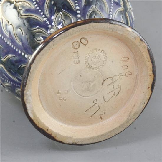Hannah Barlow for Doulton Lambeth. A sgraffito deer vase, date code for 1879, height 26cm